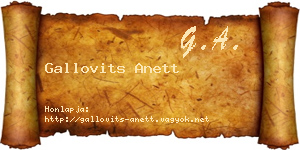 Gallovits Anett névjegykártya